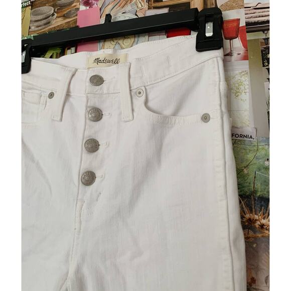 Pure White Madewell 10" High Rise Skinny Crop Button Front Jeans 23 - Picture 6 of 11